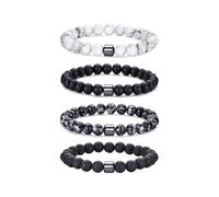 XFSRG 4 Pulseras Hombre Cuentas Redondas Pulsera Piedras Naturales Ojo de