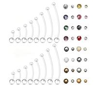 XFSRG 48 Piezas Piercing Ombligo Embarazo con Bolas de Repuesto Barra Acrílico Flexible de Bioflex Transparente Piercing de Maternidad 8 Tamaños