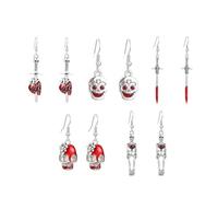 XFSRG 5 Pares Pendientes de Halloween Mujer Cruz con Calavera Personalizada Accesorios Góticos para Múltiples Ocasiones