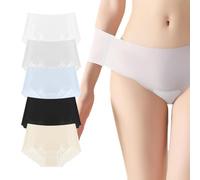 XFSRG 5 Piezas Bragas Sin Costuras Mujer Invisibles Comodas y Suaves Transpirables Elástico Braguitas de Cintura Alta Bikinis Ropa Interior Sexy(L)