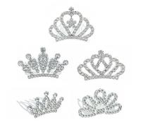 XFSRG 5 Piezas Corona Niñas Pedrería Brillante Coronas Pequeña Cumpleaños Tiara para Fiestas Espectáculos de Baile Celebraciones
