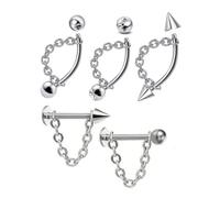 XFSRG 5 Piezas Piercing para Labios Cadena de Acero Inoxidable Piercing Tragus nariz Multiusos Joyas de Moda para Piercings
