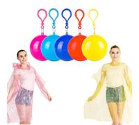 XFSRG 5 Piezas Ponchos de Lluvia Portátiles Bola de Llavero de Plástico con Gancho Poncho de Lluvia Portátil de Emergencia Hombre Mujer para Senderismo Camping Viajes al Aire Libre