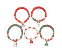 XFSRG 5 Piezas Pulsera de Navidad para Mujer Conjunto Pulseras Colores Elástico Papá Noel Colgante Ideales para Celebraciones Regalos y Fiestas (Set 2)