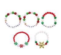 XFSRG 5 Piezas Pulsera Navidad Brazalete de Cuentas Elásticas Brazalete Festivo Apilables con Charm de Copo Joyería Navideña Regalo para Niñas Mujeres