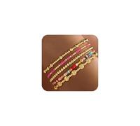 XFSRG 5 Piezas Pulseras Mujer Conjunto de Piedras Naturales con Cuentas Doradas Pulsera Cuarzo Blanco Apilables Pulseras Elasticas Bohemias Ajustables(Oro-1)