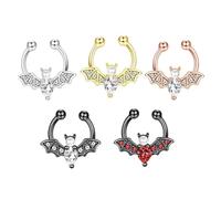XFSRG 5 Piezas Set de Anillos de Nariz Pinchazo Anillo de Nariz ala Murciélago con Circonita Acero Inoxidable Hipoalergénico Halloween Joyería Piercing Tabique