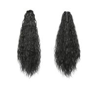 XFSRG 56 cm Extensiones Pelo Natural Coleta Postiza Rizada Ondulada Extensiones de Cabello Sintético Clip Ponytail Larga para Mujeres Niñas Peinado Diario Fiesta (Negro)