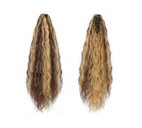 XFSRG 56 cm Extensiones Pelo Natural Coleta Postiza Rizada Ondulada Extensiones de Cabello Sintético Clip Ponytail Larga para Mujeres Niñas Peinado Diario Fiesta (Marrón)