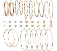 XFSRG 6 Pares Pendientes Aros Grandes Cristal Flor Redondos Brillantes Elegantes Joyas Mujer