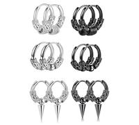 XFSRG 6 Pares Pendientes Hombre de Aros Inoxidable Punk Hip Hop Cartílago Perforado Vintage Hipoalergénica Joyería para Hombres y Mujeres