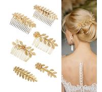 XFSRG 6 Peines Peine para el Cabello Nupcial Elegantes Peinetas Laterales para el Cabello con Hojas de Metal Accesorios Boda Novia Simple y Generoso