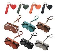 XFSRG 6 Piezas Gafas Portátil Funda Bolsa de Gafas de Sol de Cuero Estuche Protector Antiarañazos Para Anteojos De Sol Llavero con Colgante en Forma de Corazón en 4 Colores