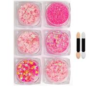 XFSRG 6 Piezas Maquillaje con Purpurina Glitter para Cara Cuerpo y Cabello con Estrellas Corazones y Mariposas Brillante para Fiestas Carnaval y Halloween (Rosa)
