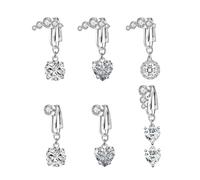 XFSRG 6 Piezas Piercing Ombligo Falso Colgante con Cubic Zirconia Belly Ring 10mm Diseño Elegante Clip On Anillo de Ombligo Piercing Joyería para Mujer