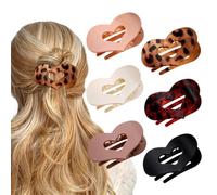 XFSRG 6 Piezas Pinzas para el Pelo de Corazón para Mujer Horquillas Planas Elegantes y Antideslizantes Pinza Pelo Para Cabello Liso Rizado Grueso y Fino (Multicolor)