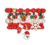 XFSRG 6 Piezas Pulsera Navideño con Dijes Árbol de Navidad Copo Nieve y Papá Conjunto Brazalete Apilables Accesorio de Moda Joyería Decorativa para Mujer