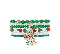 XFSRG 6 Piezas Pulsera Navideño con Dijes Árbol de Navidad Copo Nieve y Papá Conjunto Brazalete Apilables Accesorio de Moda Joyería Decorativa para Mujer