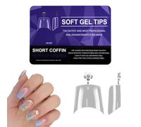 XFSRG 600 Piezas Kit de Uñas Postizas Transparentes Almendra Cuadradas Media Cobertura Tips Uñas 12 Tamaños Artificiales Acrílicas Francesas Falsas Puntas de Uñas para DIY Nail Art y Salón (C)