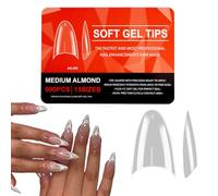 XFSRG 600 Piezas Kit de Uñas Postizas Transparentes Almendra Cuadradas Media Cobertura Tips Uñas 12 Tamaños Artificiales Acrílicas Francesas Falsas Puntas de Uñas para DIY Nail Art y Salón (A)