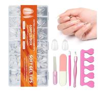 XFSRG 600 Piezas Uñas Postizas Transparentes Piezas de Uñas Semi Esmeriladas sin Marcas con 5 Accesorios Manicura para Mujeres Niñas Salones y DIY (04)