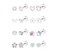 XFSRG 8 Pares Pendientes de Boton para Niñas con Rosca Corazon Estrella