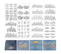 XFSRG 8 Piezas Plantillas de Bordado Soluble Entretela Hidrosoluble Autoadhesiva Papel Soluble de Bordar con Flores y Animales para Costura a Mano y DIY (Conjunto 2)