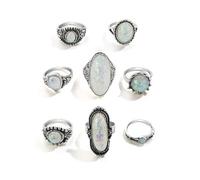 XFSRG 8 Piezas Turquesa Anillos Mujer Estilo Vintage Anillo Moderno y Personalizado para el Día a Día Fiestas y Festivales de Música