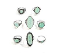 XFSRG 8 Piezas Turquesa Anillos Mujer Estilo Vintage Anillo Moderno y Personalizado para el Día a Día Fiestas y Festivales de Música