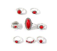 XFSRG 8 Piezas Turquesa Anillos Mujer Estilo Vintage Anillo Moderno y Personalizado para el Día a Día Fiestas y Festivales de Música