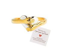 XFSRG Anillo Corazón con Manos de Compromiso Amor Elegante Joyería Romántica Anillo de Promesa Ajustable para Mujer Regalo Aniversario Boda (B)