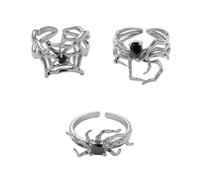 XFSRG Anillo de Araña Gótico Vintage Anillos Punk Anillos Ajustables Abiertos con Piedras Halloween Fiestas Accesorio de Disfraz Regalo para Hombre Mujer