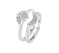 XFSRG Anillos de Plata con Diseño de Sol y Luna para Mujeres Joyería Elegante para Uso Diario y Eventos Especiales