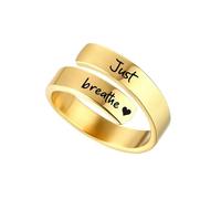 XFSRG Anillos Mujer Anillo Antiestres Ansiedad Just Breathe Acero Inoxidable Ajustable Giratorio Curación Espiral Twist Abierto Compromiso Alianzas Boda Promesa Inspirador Regalo para Mujeres