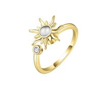 XFSRG Anillos Mujer Motivo de Girasol Giratorio Anillo Antiestrés Ajuste Regulable Anillo Engastado con Cristales Regalo para Cumpleaños Bodas y Cenas de Gala