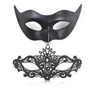 XFSRG Antifaz Cotillon Plástico Elegante Máscara Veneciana para Masquerade(Negro)