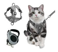 XFSRG Arnés Antiescape para Gatitos Y Cachorros como Chaleco Transpirable De Malla con Tiras Reflectantes para Aventuras Al Aire Libre (Gris M)
