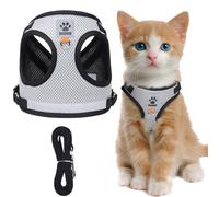 XFSRG Arnes para Gatos Antiescape con Correa Arnés Gato Ajustable con Reflectantes de Tela de Malla Suave y Transpirable para Caminar Entrenar Gatos y Perros Pequeños