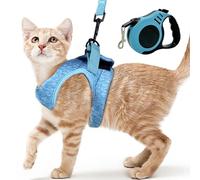 XFSRG Arnés para Gatos Azul Ajustable y Correa Extensible para Mascotas Arnés Perro Pequeño Ideal para Paseos Cómodos (Azul Cielo, M)