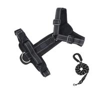 XFSRG Arnés Perro Grande y Mediano con Correa Chaleco Acolchado Ajustable con Tiras Reflectantes Arnés Transpirable en Y para Perros Comodidad y Seguridad para Paseos （Negro M）