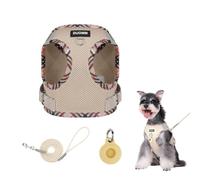 XFSRG Arnés Perro Pequeño Rosa Chaleco Transpirable Ajustable con Correa y Etiqueta para Mascotas (Beige, M)