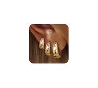 XFSRG Aros Mujer Modernos de Cobre con Piedras de Colores Pendientes Colgantes Mujer Elegantes para Fiesta y Uso Diario