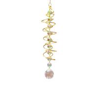 XFSRG Atrapasoles Cristal Campanas Viento Atrapasueños con Espiral Doble - Móvil de Viento Decorativo con Cuentas de Chakra para Ventanas Casa Jardín Fiesta Boda