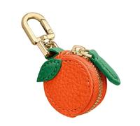 XFSRG Billetera Mujer Pequeña Piel Redonda con Diseño Frutal Y Cremallera Dorada para Mujer (Naranja)
