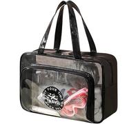 XFSRG Bolsa Neceser Transparente Doble Capa Asas Resistentes Organizador Cosméticos Artículos Baño Impermeable Viaje