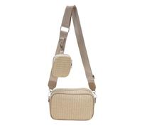 XFSRG Bolso Bandolera Boho para Mujer Bolso de Hombro para Chica de Paja Tejido Bolso de Mano con Asa Ajustable para Playa Fiesta y Diario (Caqui)