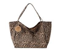 XFSRG Bolso Bandolera Mujer Estampado Leopardo con Pompón Tote Grande 41×22×37 cm Bolsa de Hombro Suave Ligero y Versátil para Compras Oficina Escuela y Viaje (Marrón)