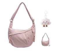 XFSRG Bolso Bandolera Para Mujer Bolso Media Luna Crossbody Casual Ligero Bolsa con Correa de Hombro Ajustable para Viaje Compras Escuela Oficina（Rosa）
