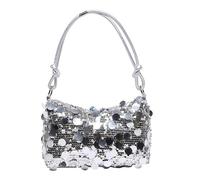 XFSRG Bolso de hombro con lentejuelas complemento elegante para mujer, ideal para fiestas, bodas, cenas formales,móvil, monedero y maquillaje (Plata)