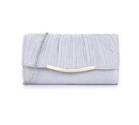 XFSRG Bolso de Mano para Mujer Elegantes Bolso de Noche Embrague Brillante con Cadena Desmontable Bolso de Novia para Boda para Boda Evento Citas Cóctel（Plata）